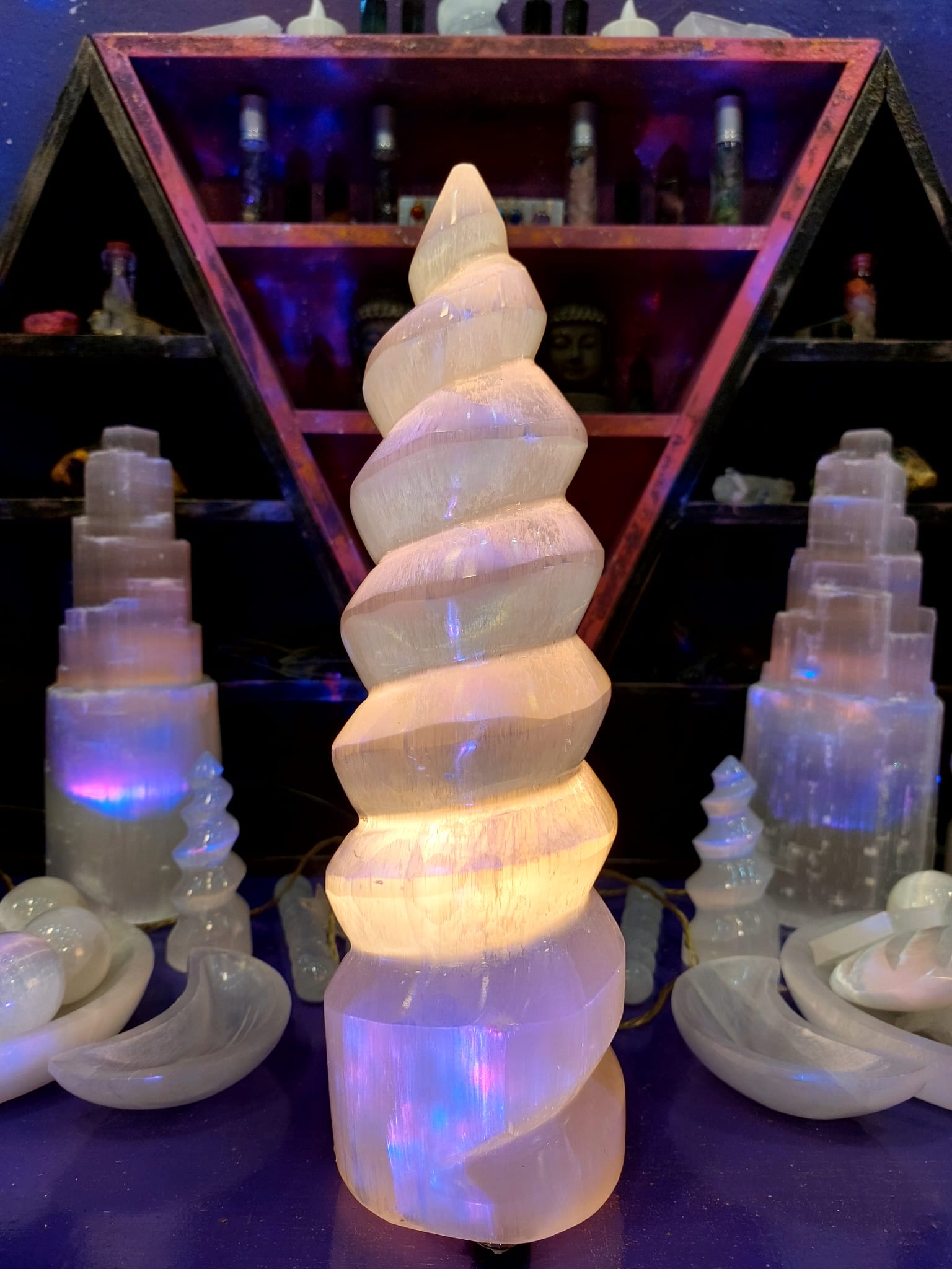 Selenit Spiral Kule Enerji Lamba