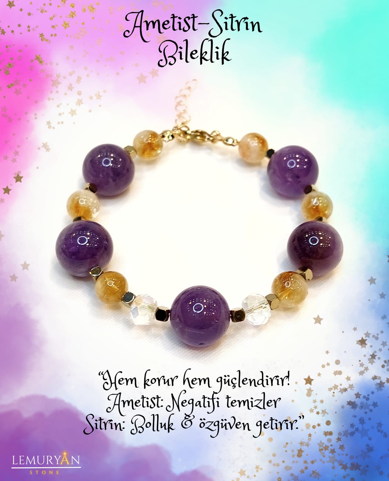 Ametist & Sitrin Özel Tasarım Bileklik