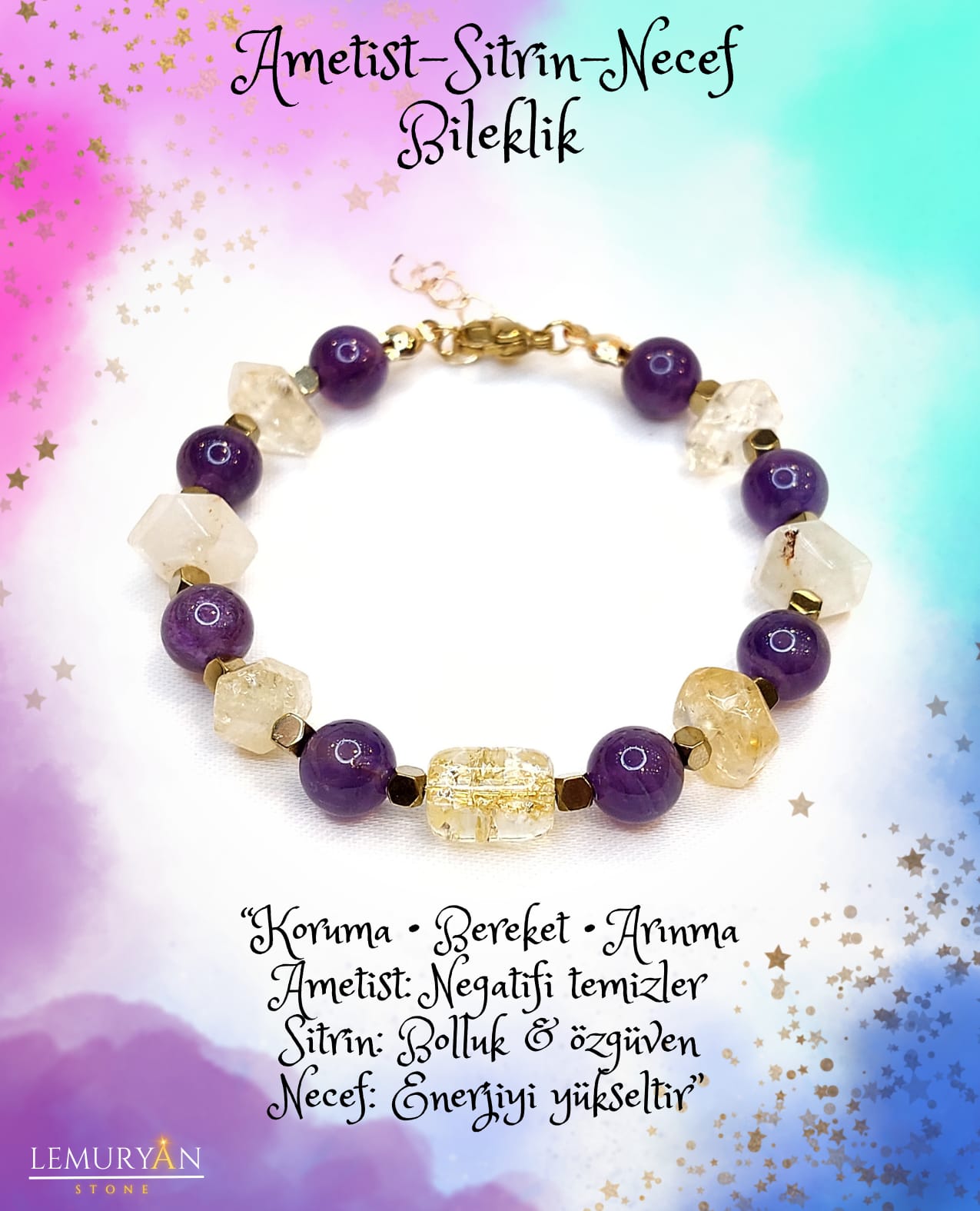 Ametist - Sitrin - Necef Kadın Tasarım Bileklik