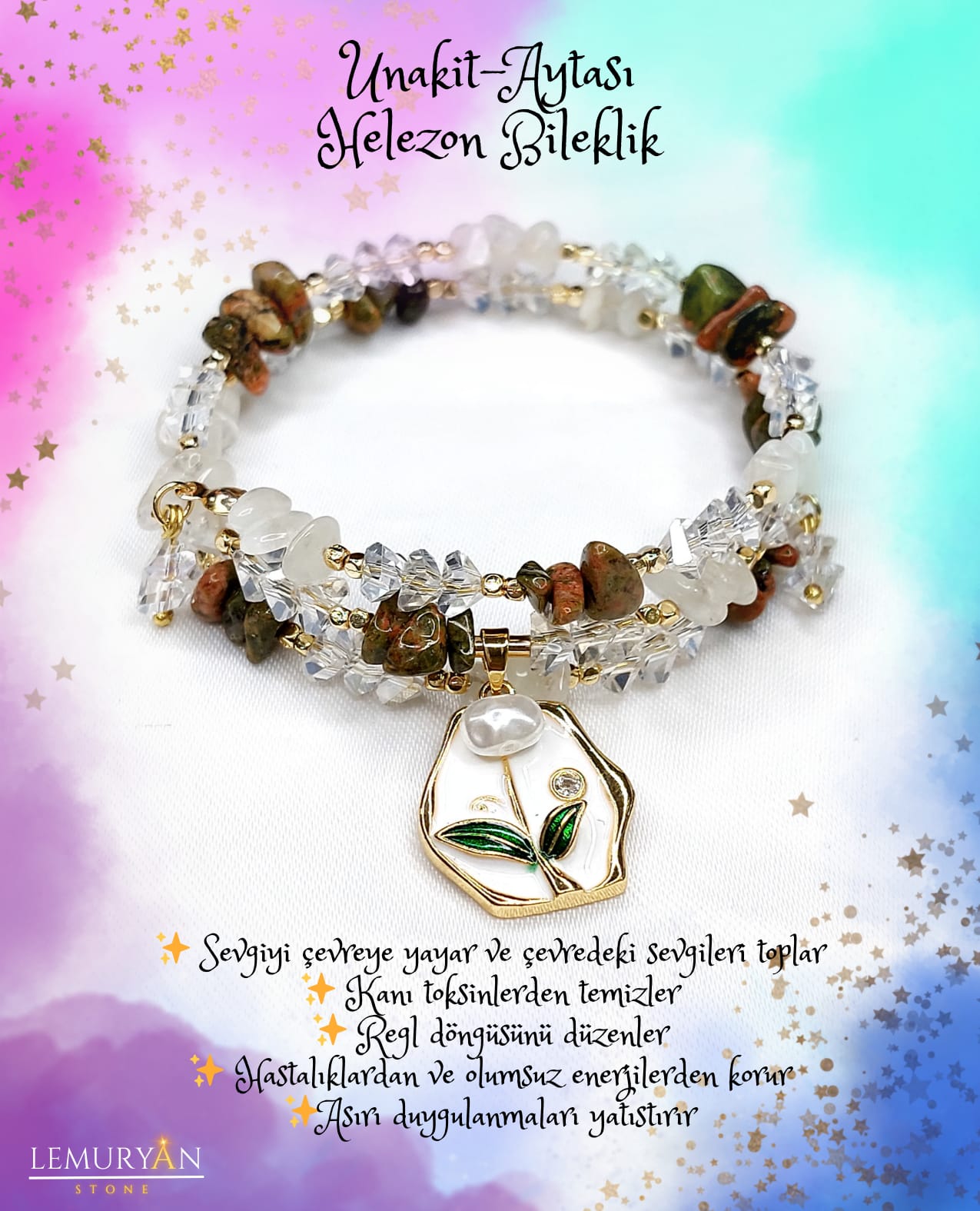 Unakıt & Aytaşı Kadın Tasarım Helezon Tel Doğaltaş Bileklik