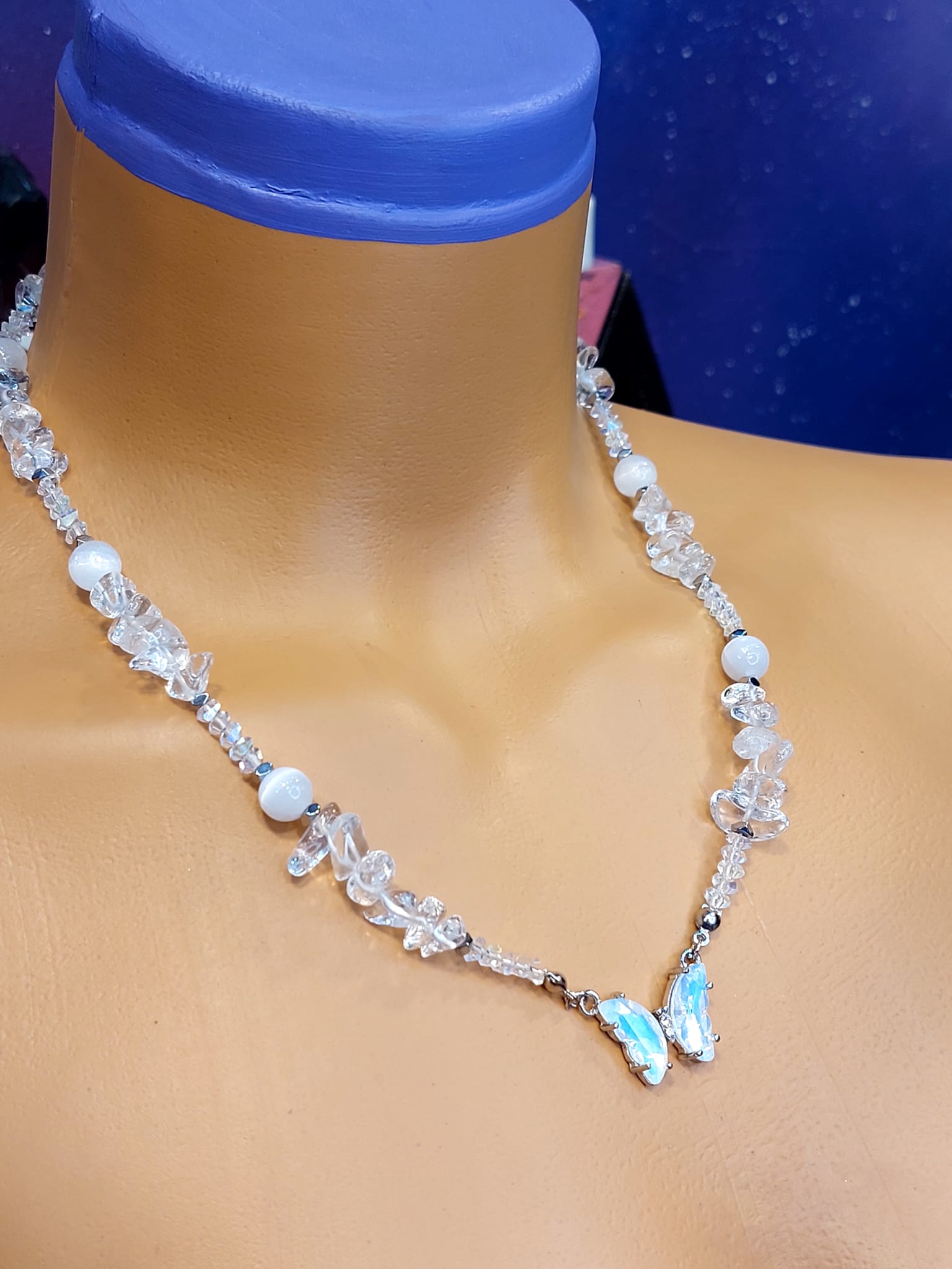 Kristal Kuvars & Kedigözü Kadın Tasarım Doğaltaş Kolye