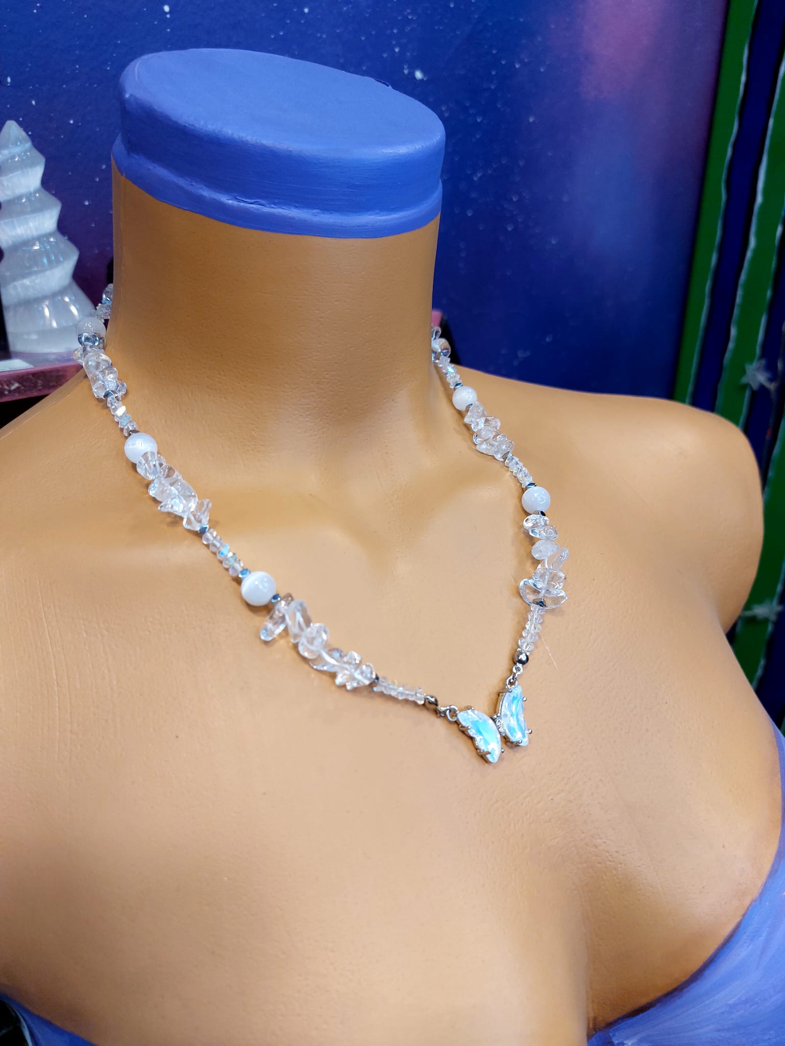 Kristal Kuvars & Kedigözü Kadın Tasarım Doğaltaş Kolye