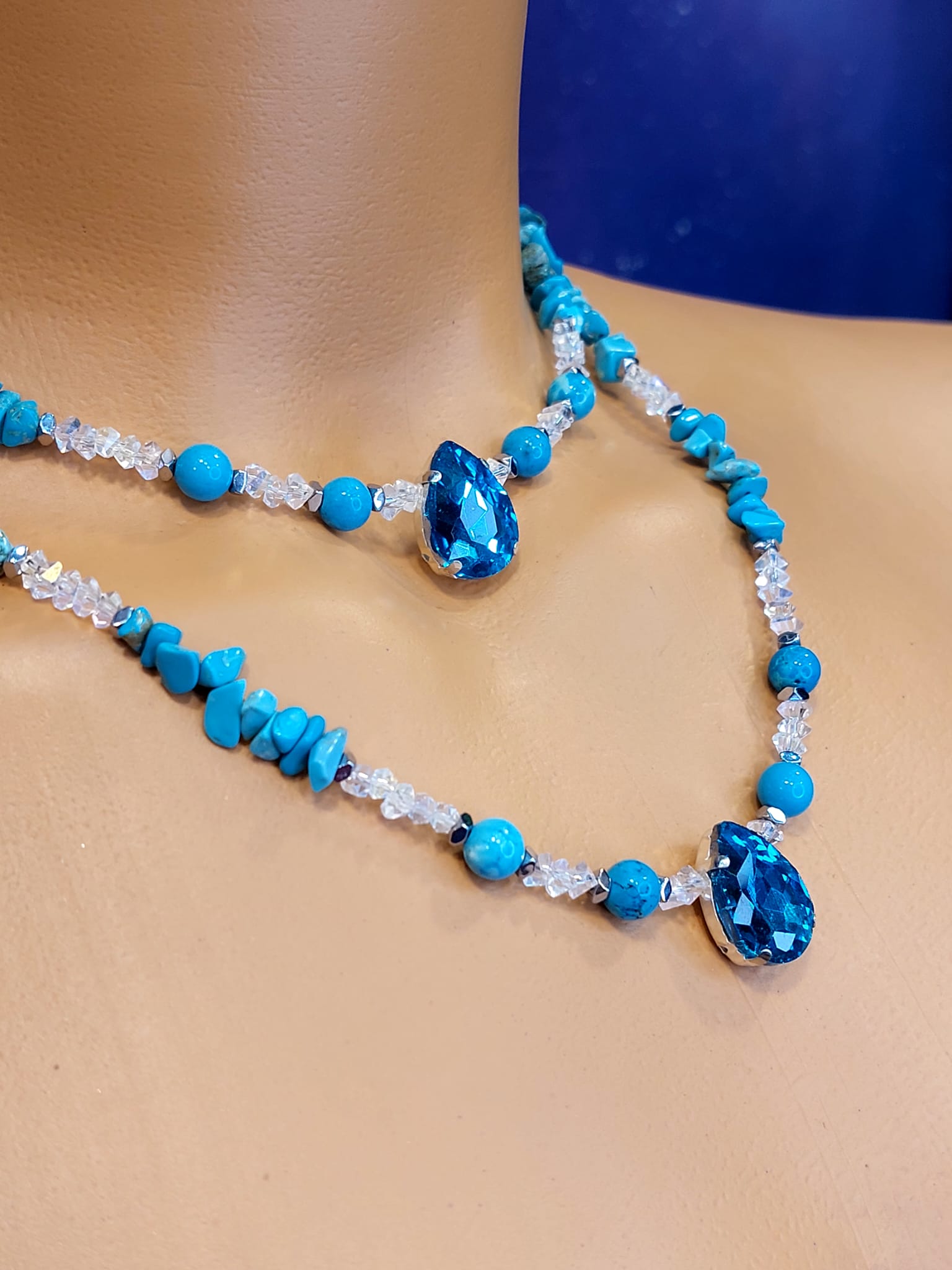 Turkuaz Kadın Tasarım Doğaltaş Kolye