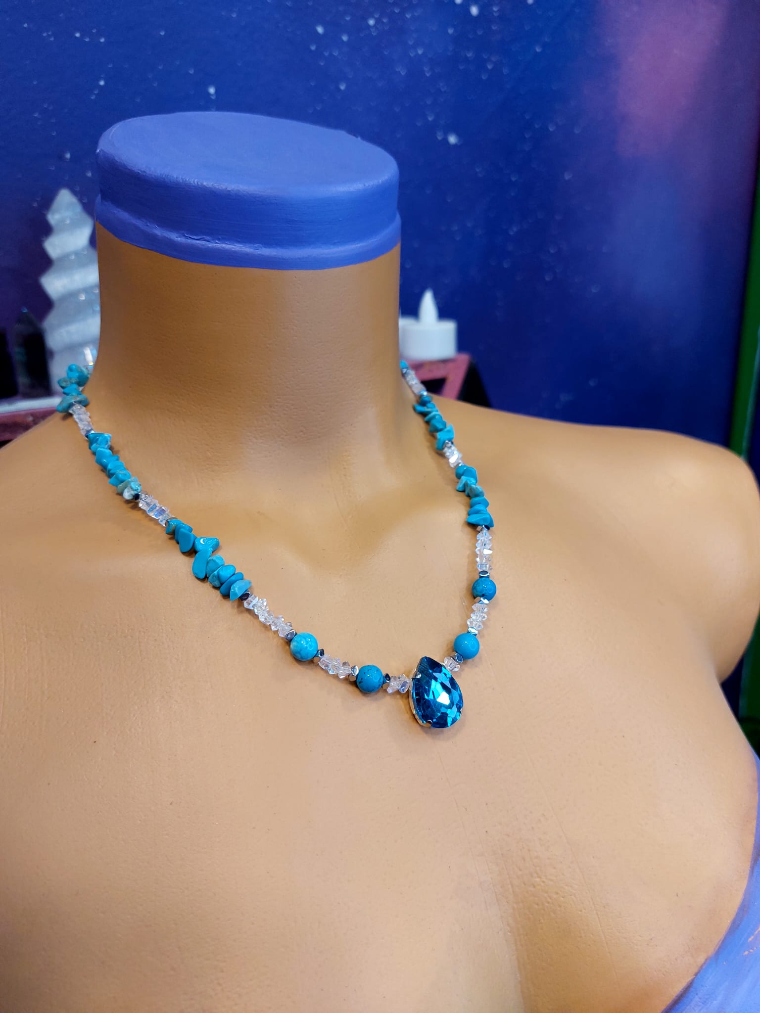 Turkuaz Kadın Tasarım Doğaltaş Kolye