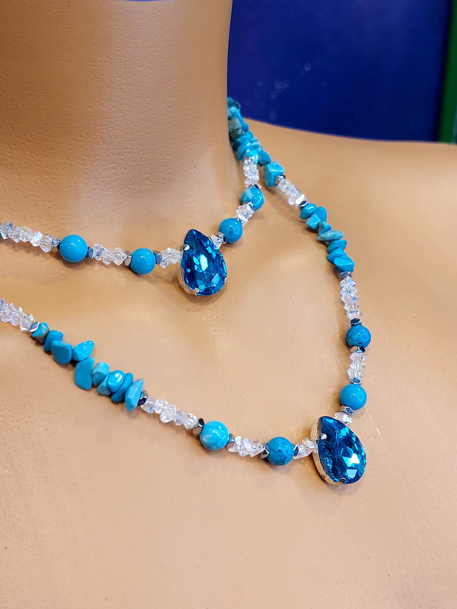 Turkuaz Kadın Tasarım Doğaltaş Kolye