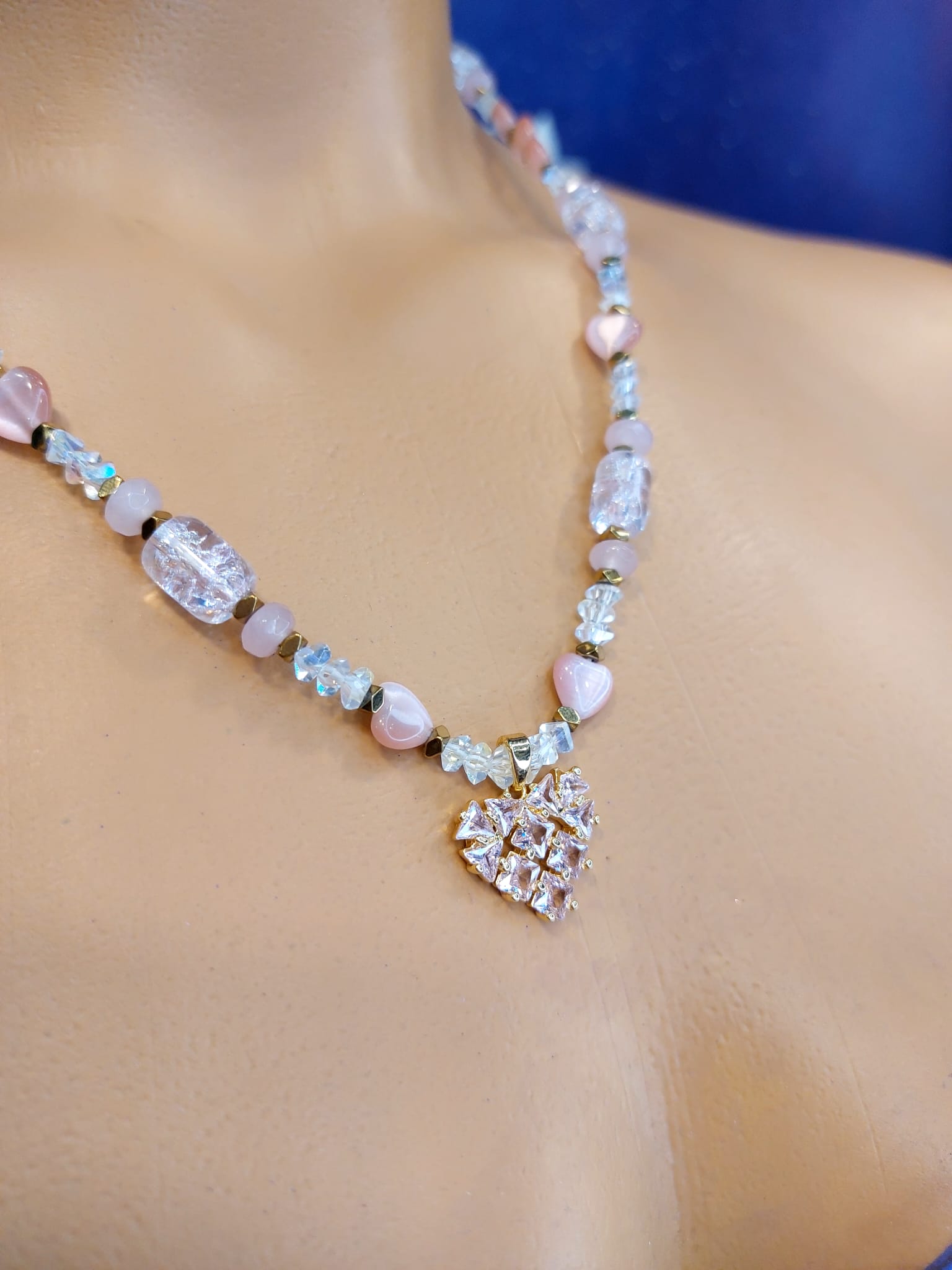 Pembe Kuvars - Kedigözü - Necef Kadın Tasarım Doğaltaş Kolye