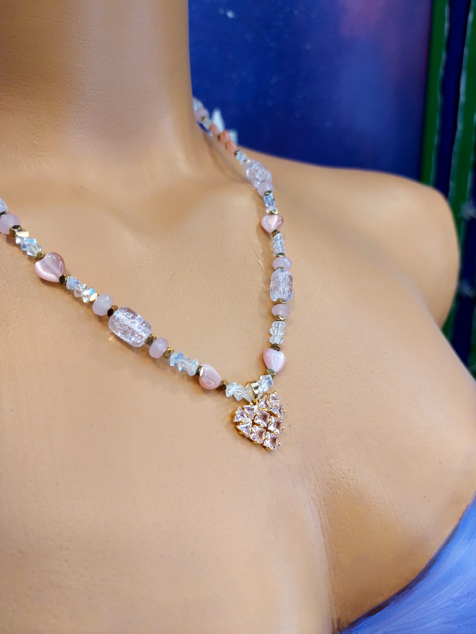 Pembe Kuvars - Kedigözü - Necef Kadın Tasarım Doğaltaş Kolye