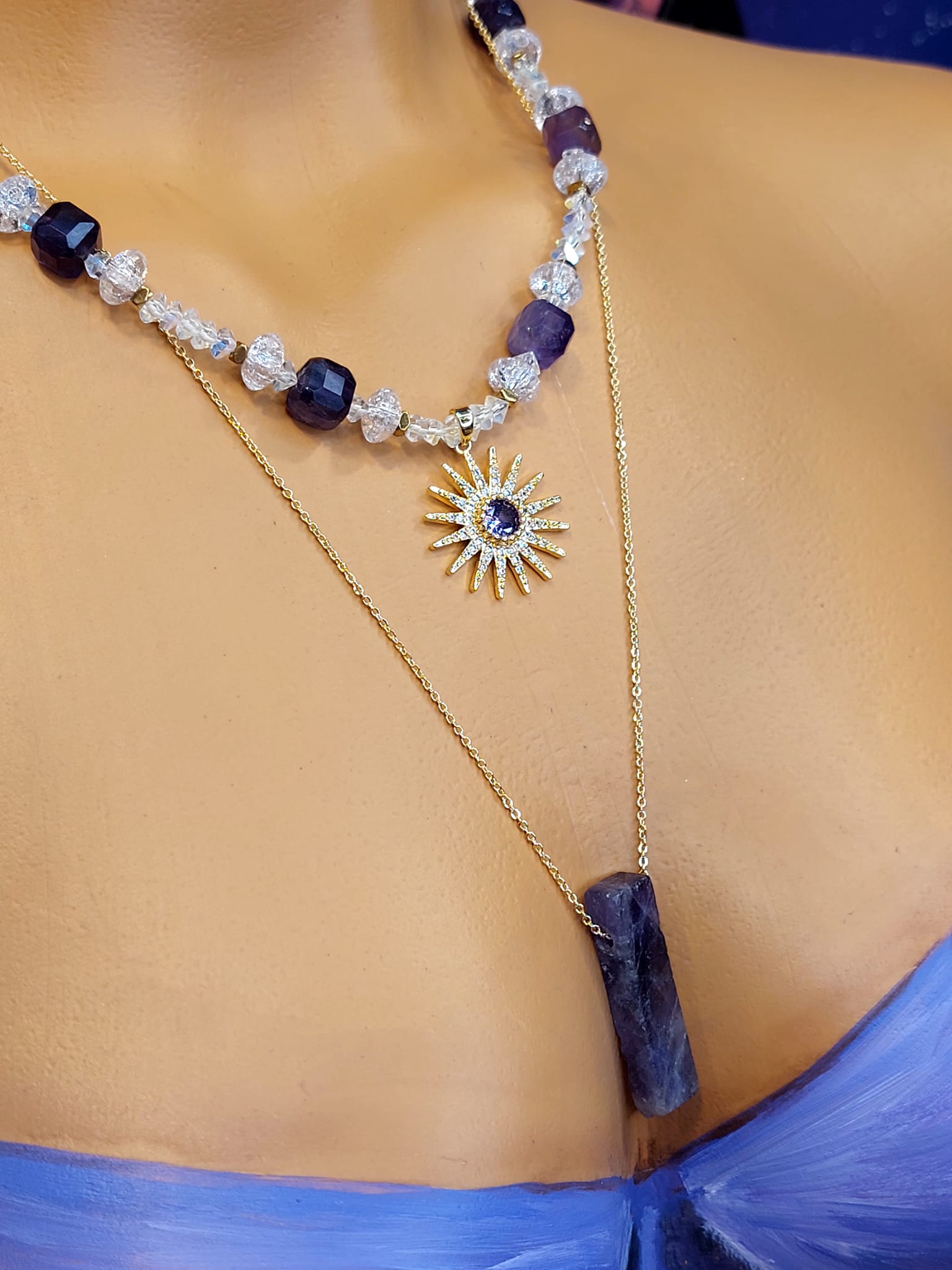 Ametist & Necef Kadın Tasarım Doğaltaş Kolye