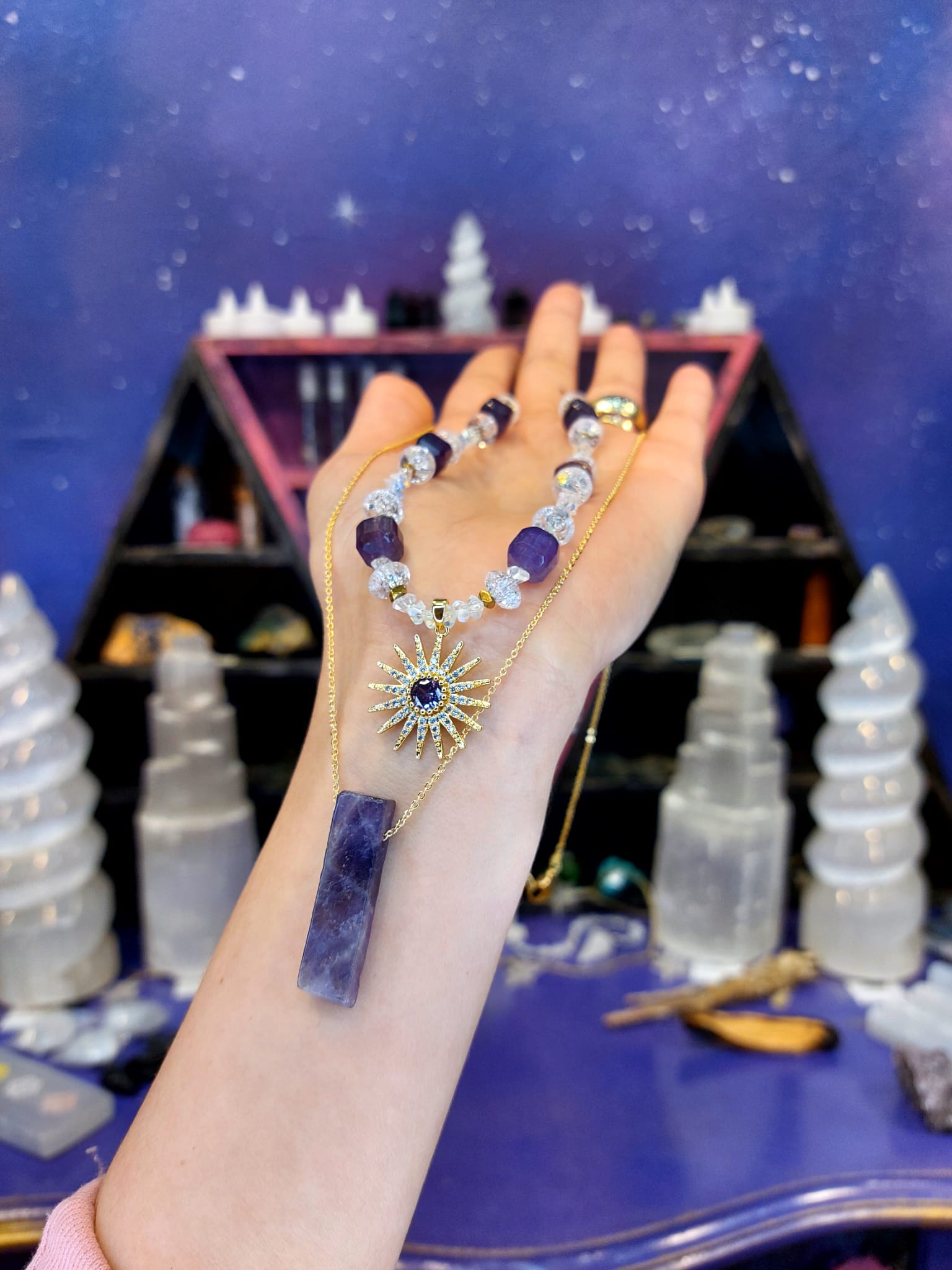 Ametist & Necef Kadın Tasarım Doğaltaş Kolye