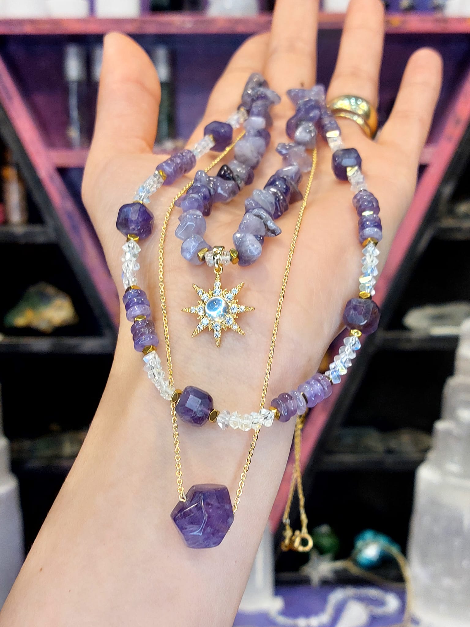 Ametist Özel Seri Kadın Tasarım Doğaltaş Kolye