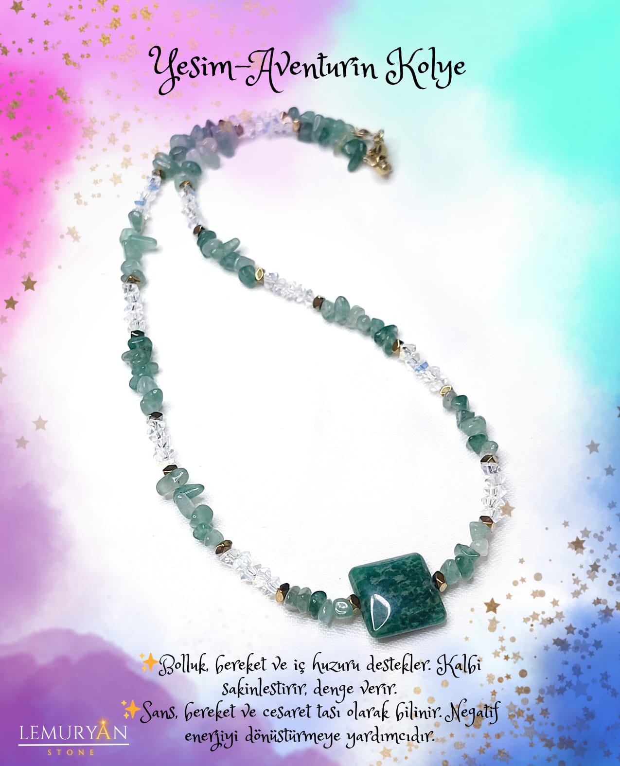 Yeşim Taşı - Aventurin Kadın Tasarım Kolye