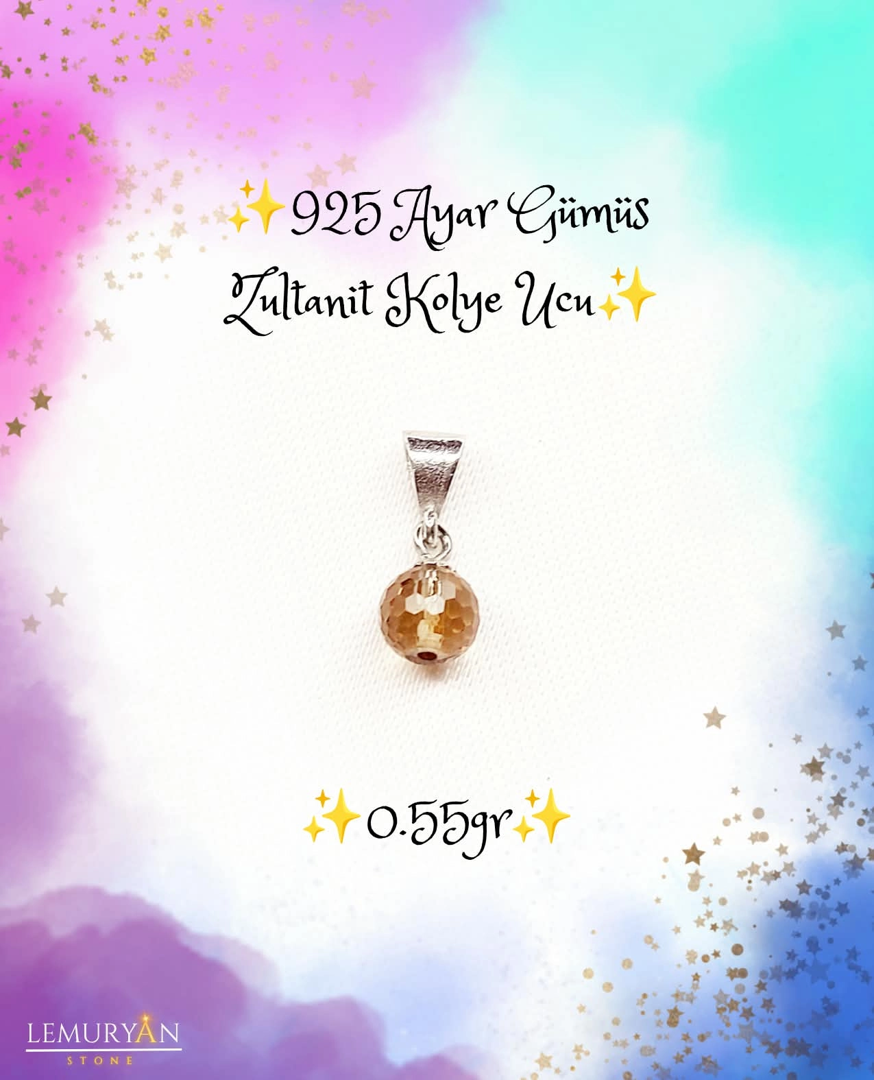 925 Ayar Gümüş Zultanit Kolye Ucu