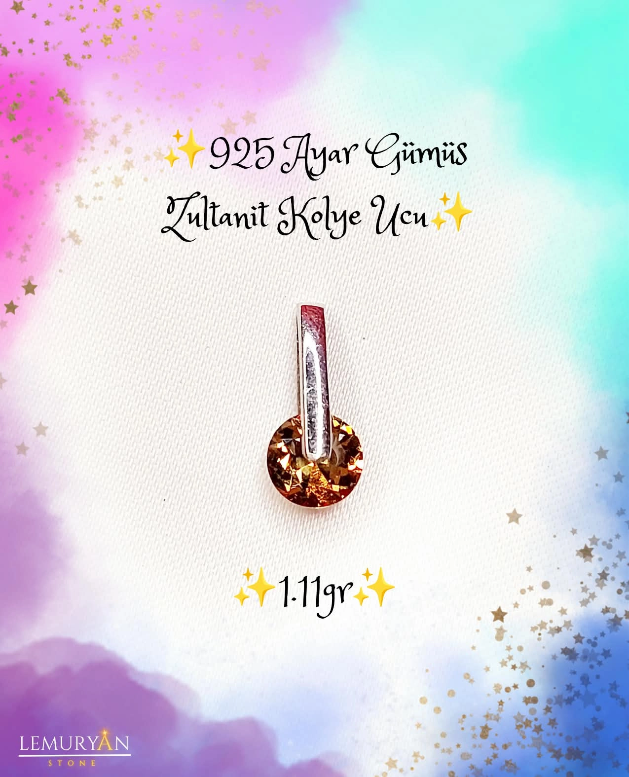 925 Ayar Gümüş Zultanit Kolye Ucu