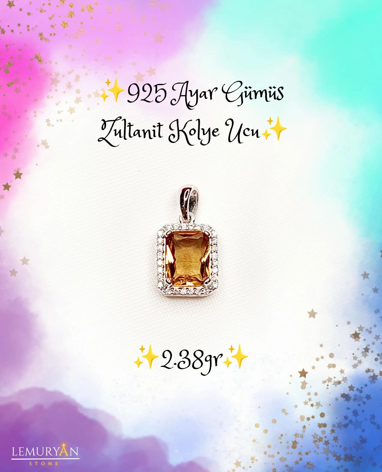 925 Ayar Gümüş Zultanit Kolye Ucu