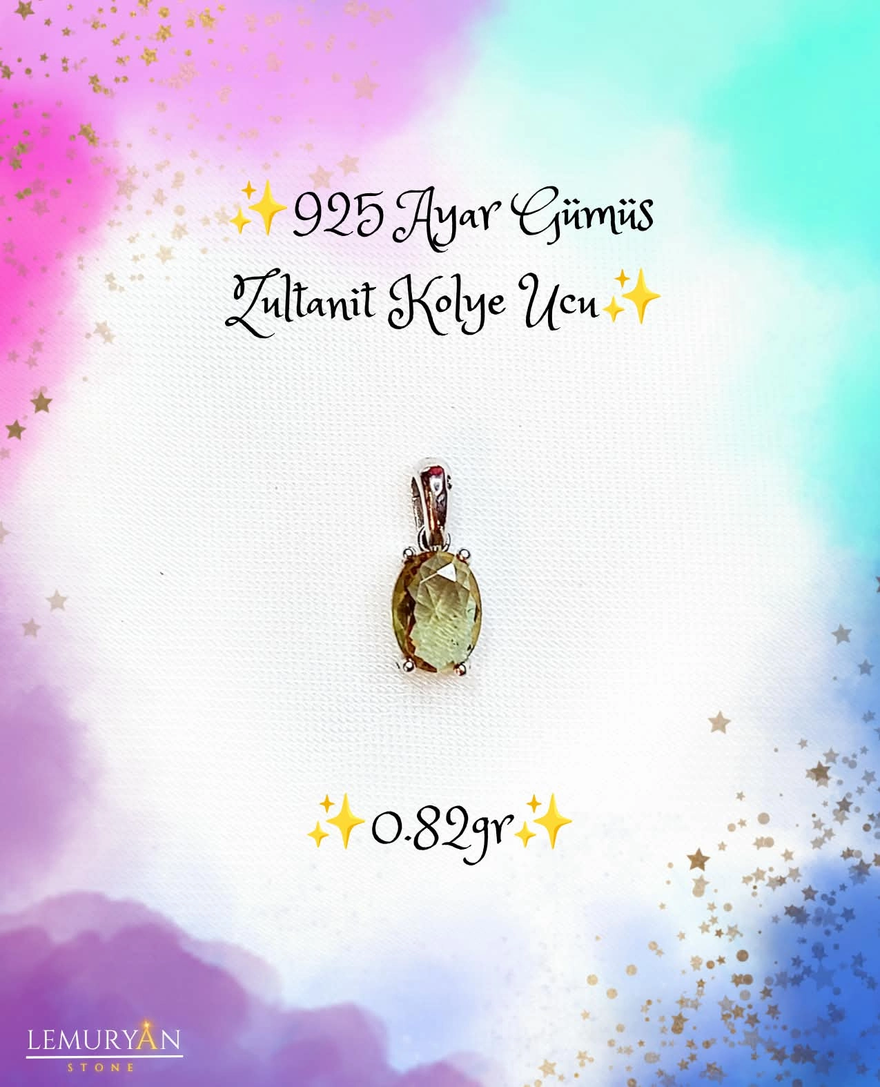 925 Ayar Gümüş Zultanit Kolye Ucu