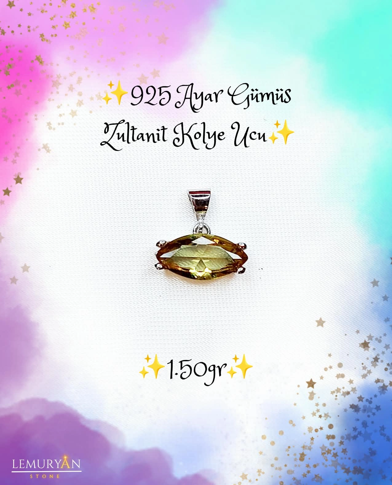 925 Ayar Gümüş Zultanit Kolye Ucu