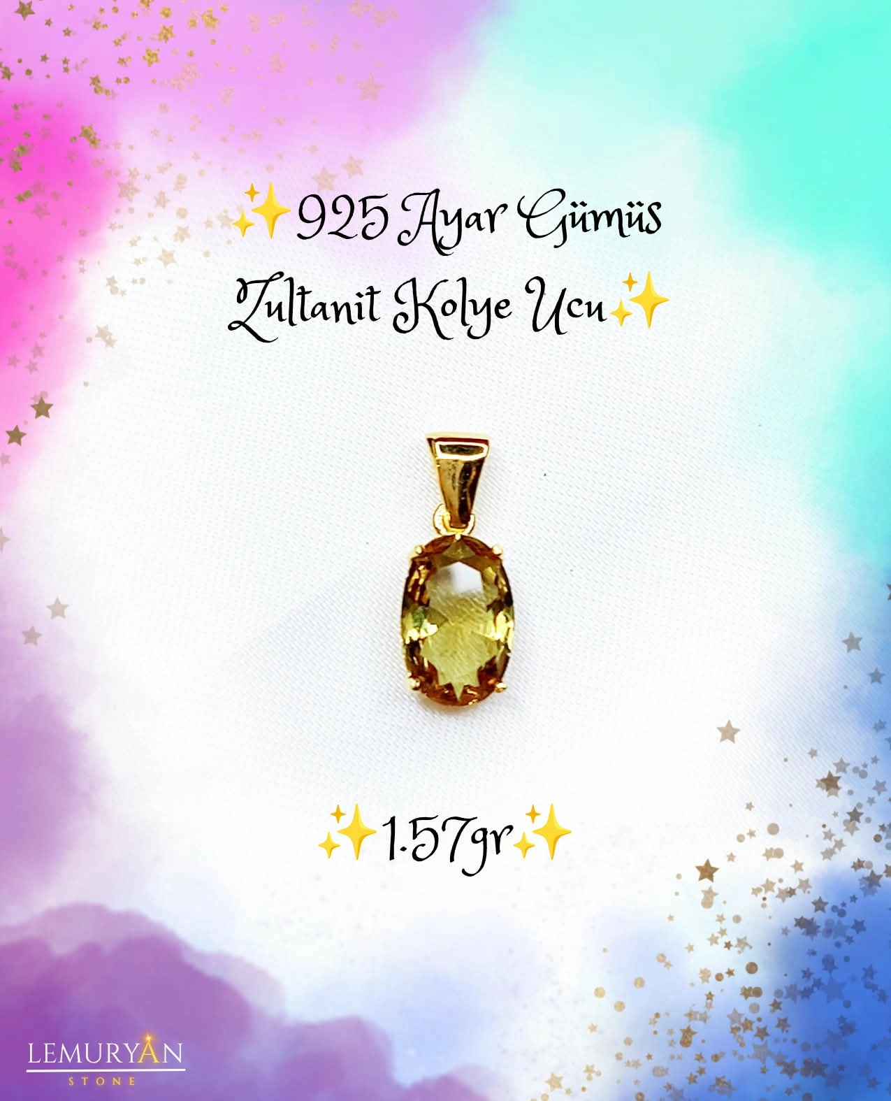 925 Ayar Gümüş Zultanit Kolye Ucu