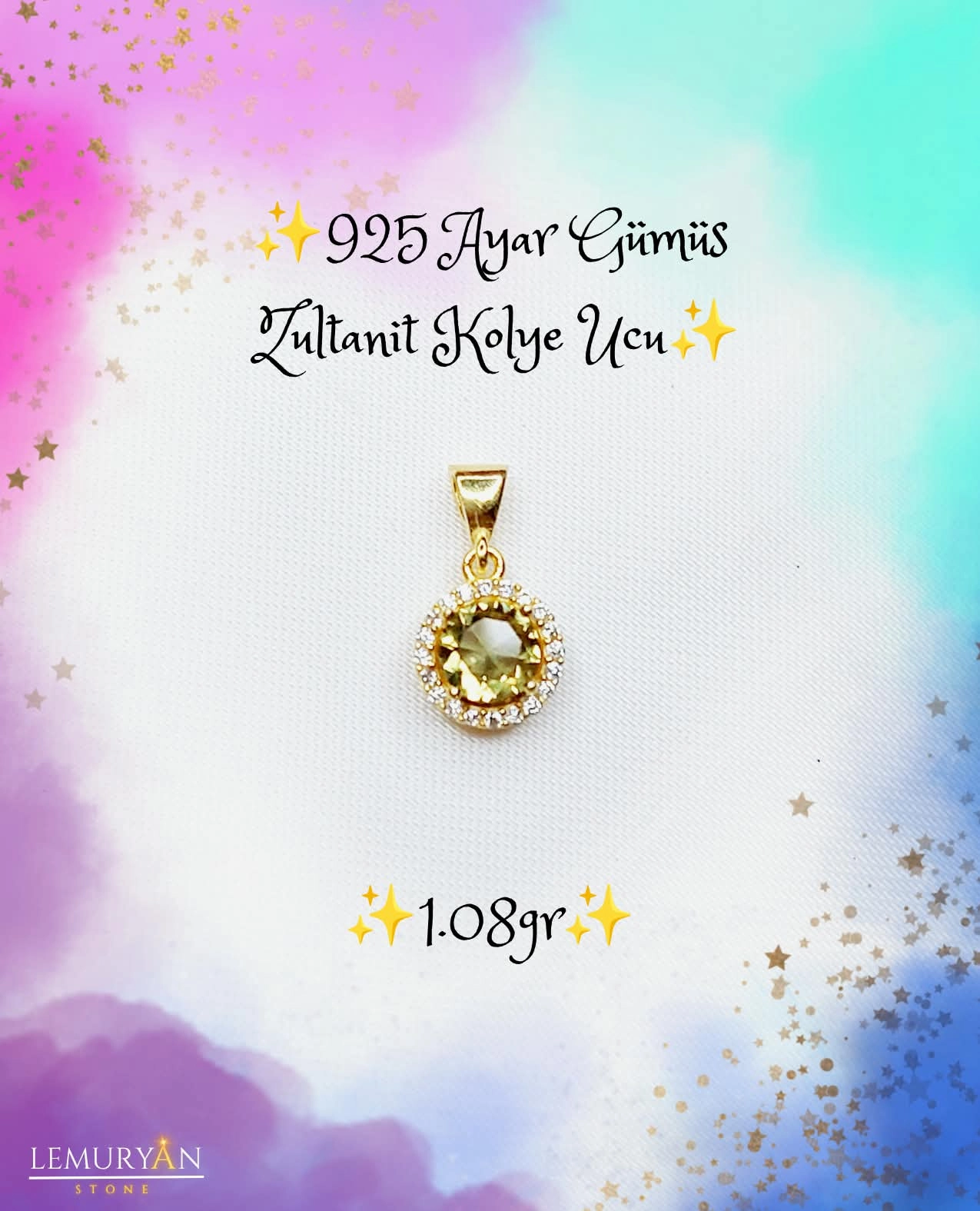 925 Ayar Gümüş Zultanit Kolye Ucu