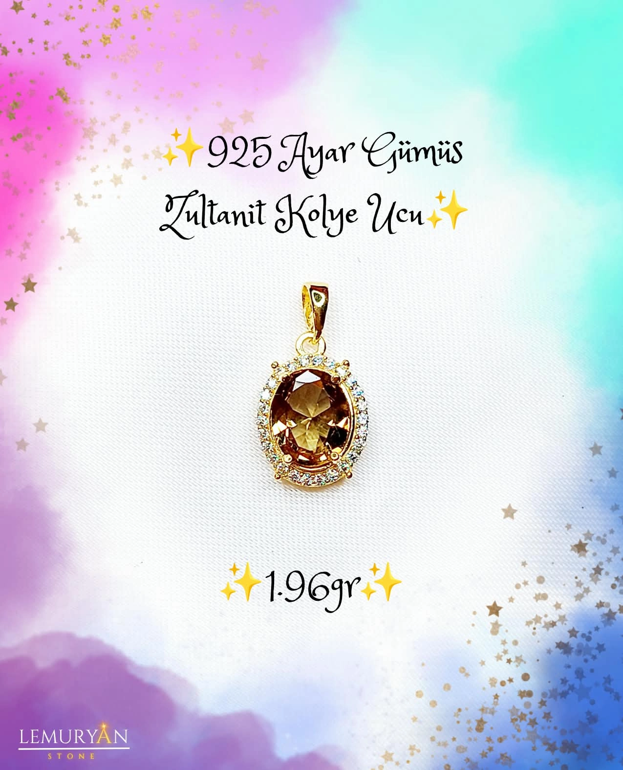925 Ayar Gümüş Zultanit Kolye Ucu